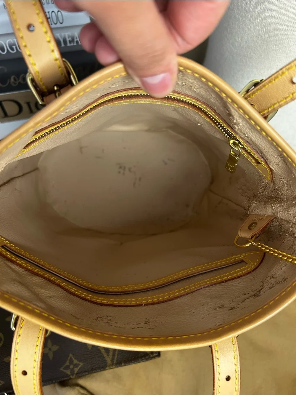Louis Vuitton Petit Bucket Monogram Canvas Bag, EUC